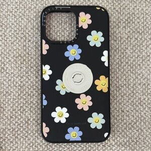 Casetify Black Multicolor Smiley Flower Phone Case